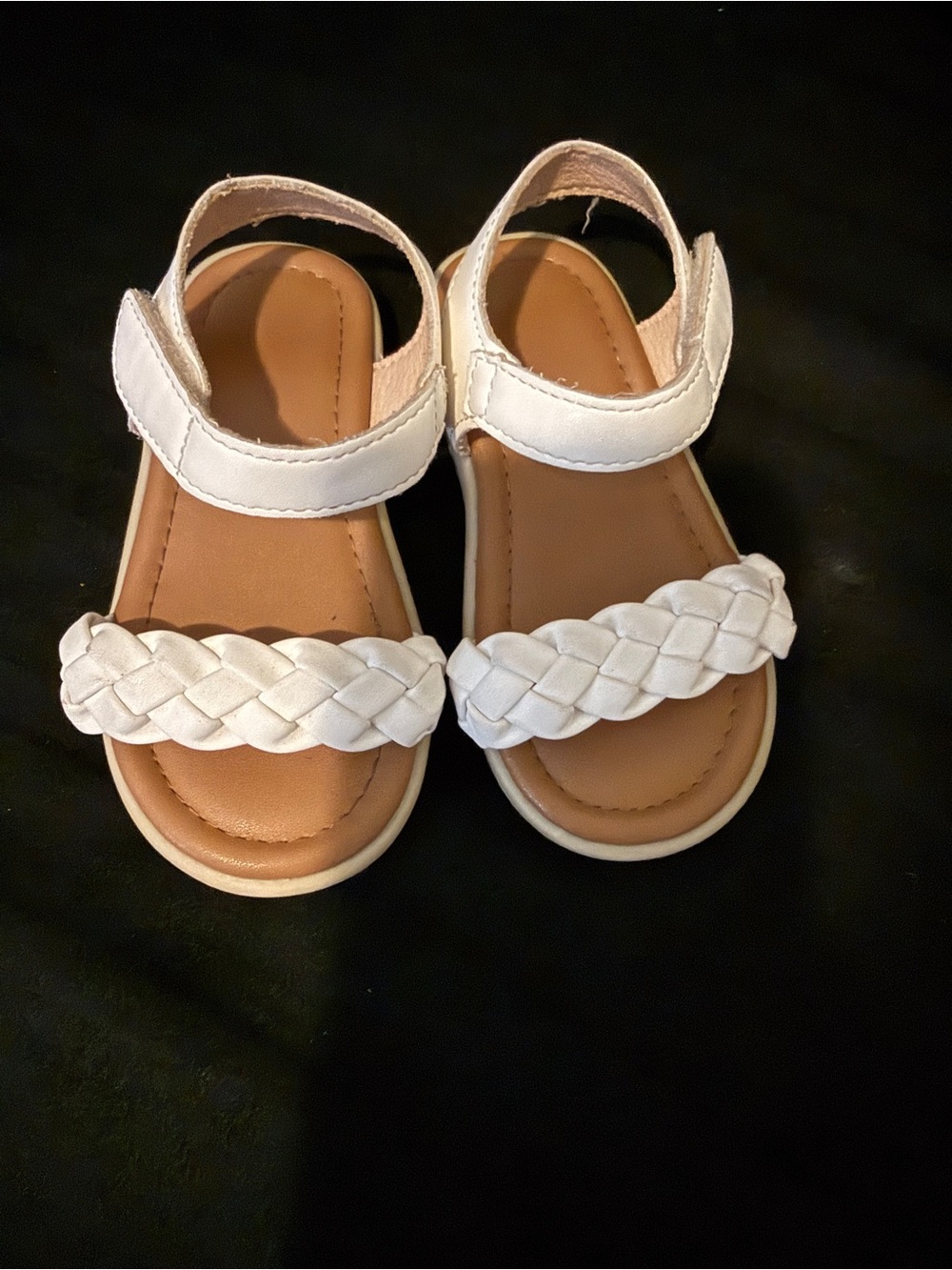 Girls White Braided Strap Sandals, Toddler 5.5